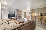 Mammoth Lakes Condo Rental Sunshine Village 165 - Living Room has a Woodstove